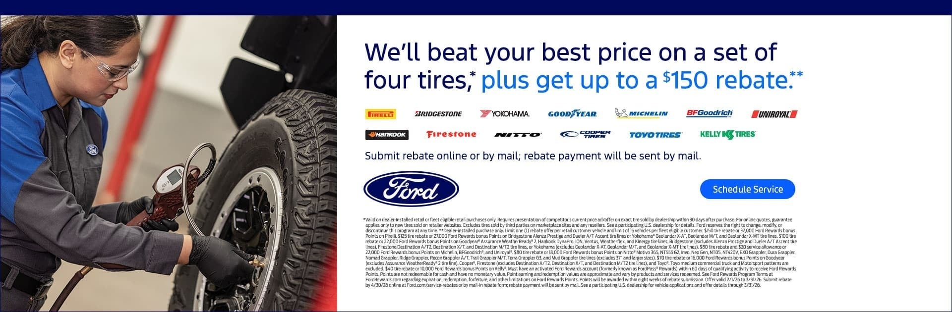 We'll beat your best price on a set of four tires 